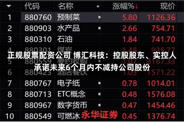 正规股票配资公司 博汇科技：控股股东、实控人承诺未来6个月内不减持公司股份