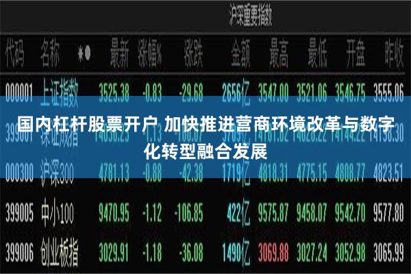 国内杠杆股票开户 加快推进营商环境改革与数字化转型融合发展