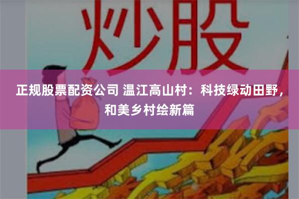 正规股票配资公司 温江高山村：科技绿动田野，和美乡村绘新篇